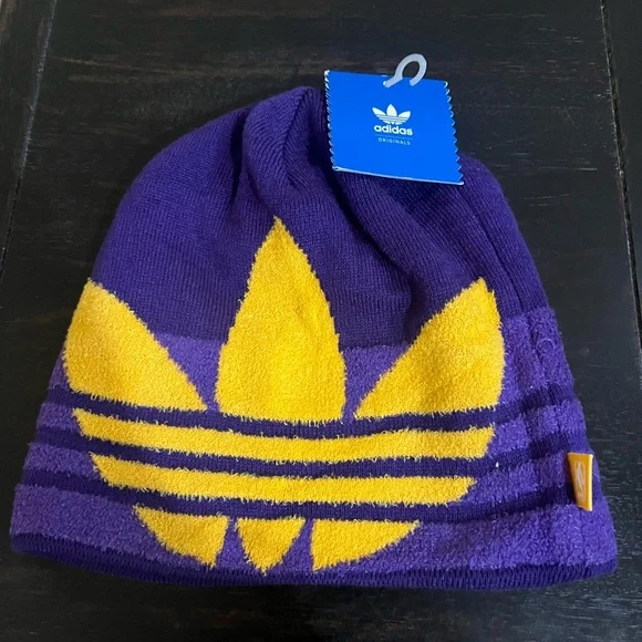 Los Angeles Lakers Adidas Beanie NBA Licensed, Purple/Yellow Beanie Adult - NEW - Picture 5 of 5